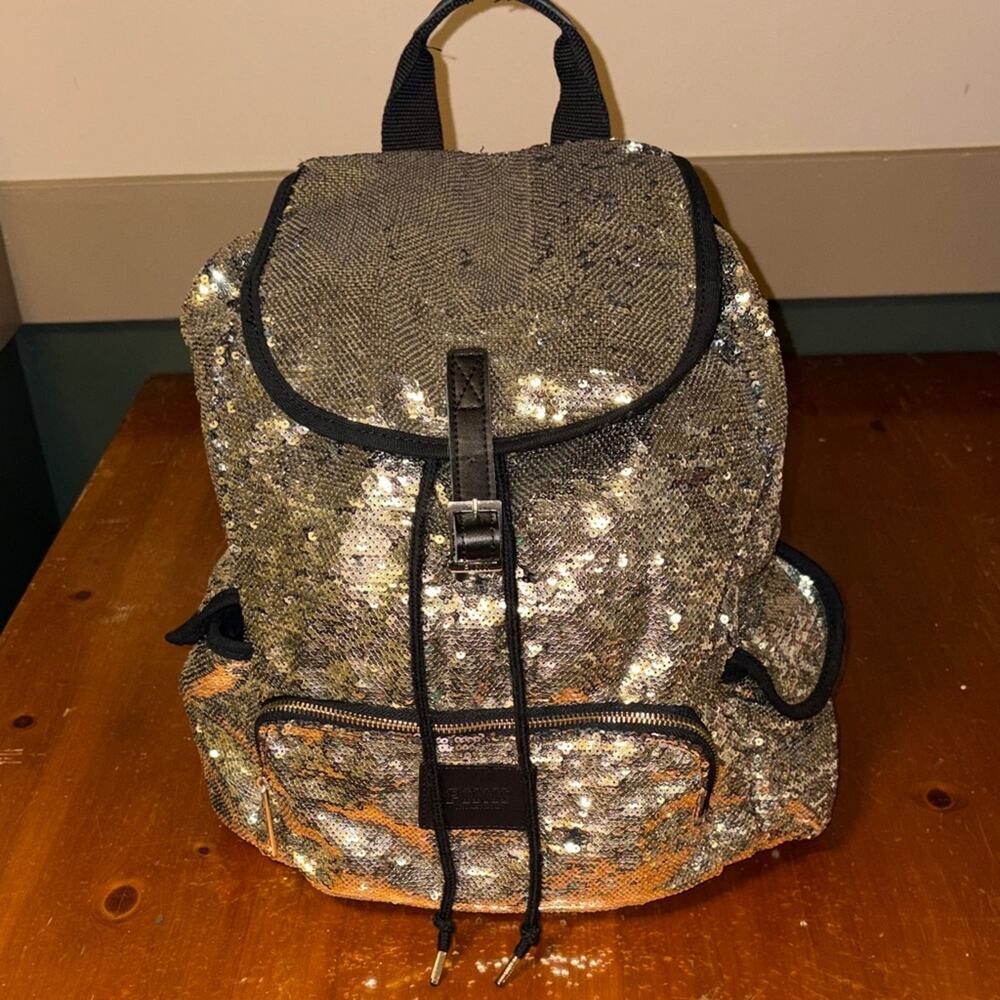 PINK Victorias Secret Gold Sequin Backpack Y2K - Picture 2 of 8